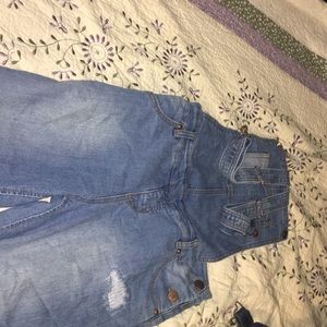 Ripped Blue Overall Jeans ~ Vintage Barely Worn